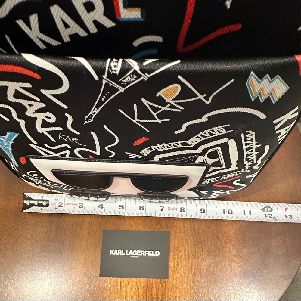 Karl Lagerfeld Paris Adele All Over Logo Full Size Backpack Black - NWOT - Picture 8 of 14